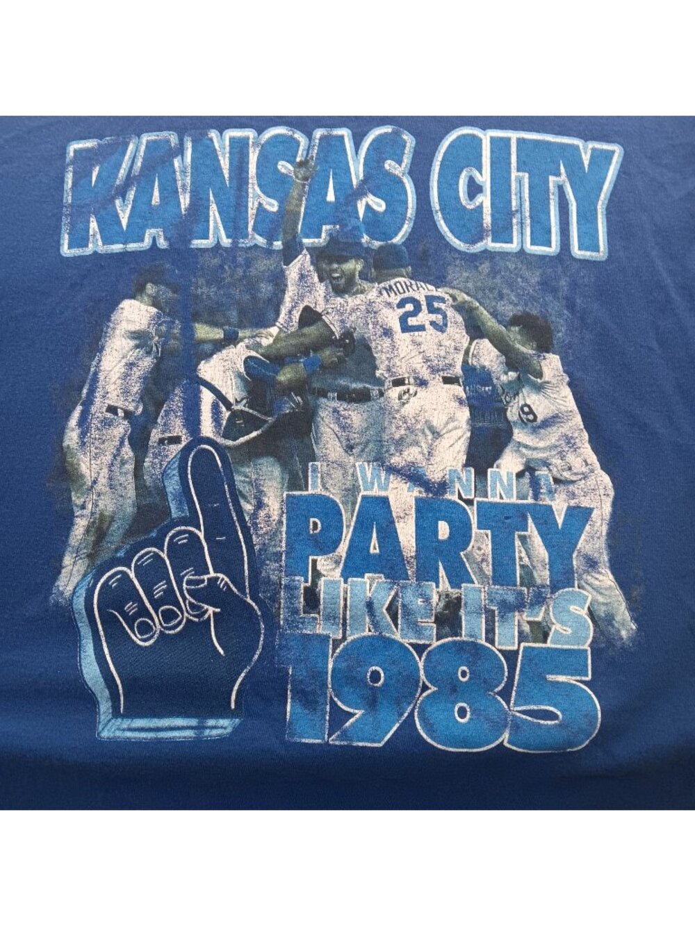 XL T-shirt Kansas City Royals Blue Graphic Party Like 1985 Baseball Team Roster